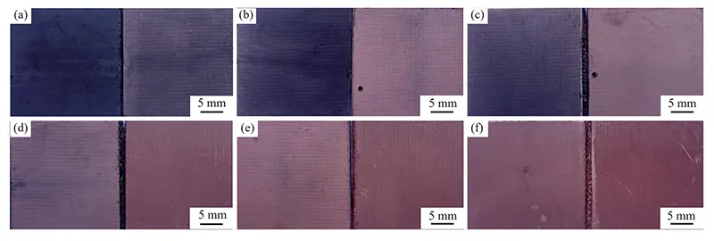 Fig.4 Appearance of copper surface under 30 mT magnetic field （left without magnetic field； right： under 30 mT）