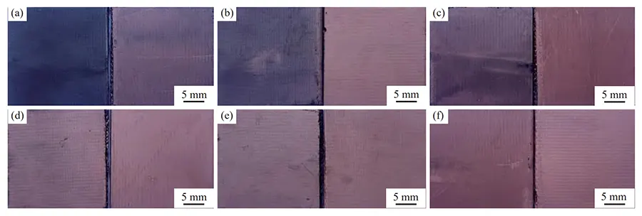 Fig.5 Appearance of copper surface under 60 mT magnetic field （left without magnetic field； right： under 60 mT）