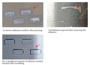 Figure 1 Defects in embedded nitride ceramic blocks on a PCB Figure 1 Defects in embedded nitride ceramic blocks on a PCB