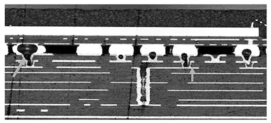 Figure 11. Image of air blowing after welding of the outermost blind hole leakage filler plate