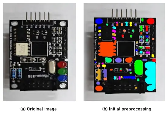 Figure 2 Comparison of circuit board image preprocessing effects