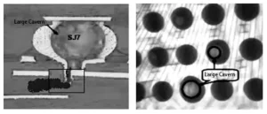 Figure 9. Blind hole misalignment, air blowing after welding
