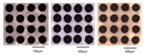 Figure 6 Laser jet printing of solder paste in different sizes