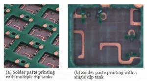 Figure 6 Recessed pads for surface mount components and solder paste printing results