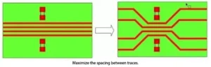 Figure 5: Increase the spacing between traces as much as possible Figure 5: Increase the spacing between traces as much as possible