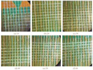 Figure 10 Appearance of different specimens after 500 h of alternating temperature and humidity test and cross cut test