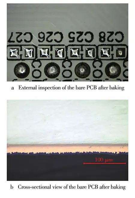 Figure 7 Thermal stress test results for the bare PCB after baking Figure 7 Thermal stress test results for the bare PCB after baking