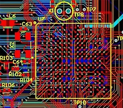 Example of a 6 layer board featuring a 256 pin BGA component, with a trace width of 5 mils
