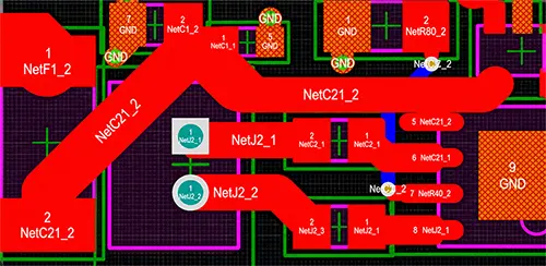 Example of optimized trace width for DC motor power supply path